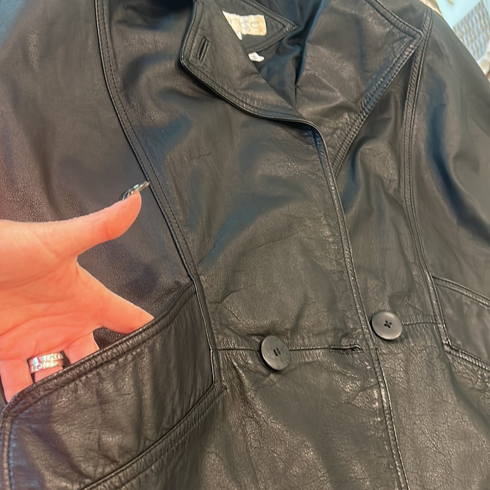 VTG Laurice Black Genuine Leather Double Breasted MOTO BIKER Jacket sz M Coat - Picture 6 of 14